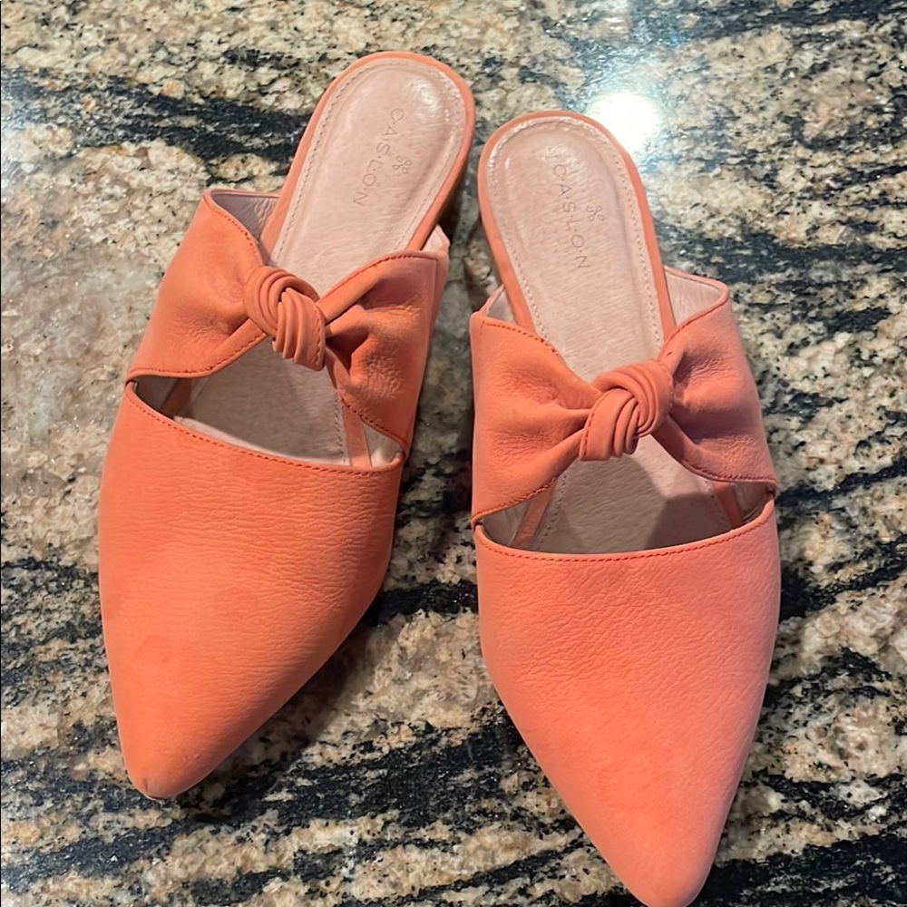 Orange Bow Slip-On Mules